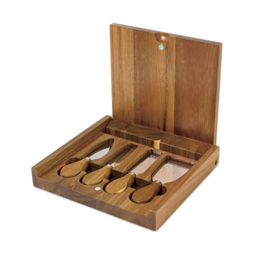 La Cuisine Cheese Board with Serving Set - Wood-4
