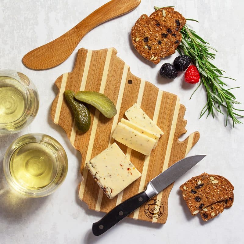 Wisconsin Charcuterie Board with Spreader Knife Gift Set - 2