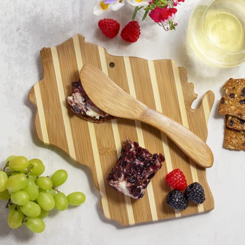 Wisconsin Charcuterie Board with Spreader Knife Gift Set - 4