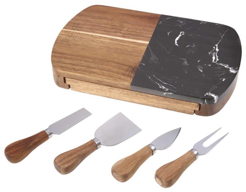 Black Marble Cheese Board Set with Knives - 2
