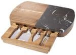 Black Marble Cheese Board Set with Knives - 6