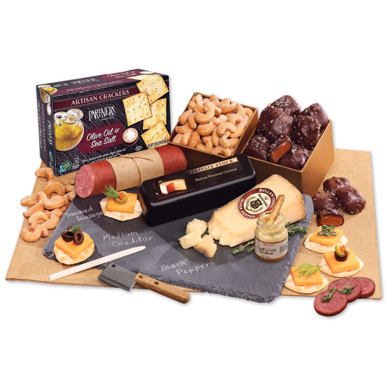 Genuine Slate Cheese Plate with Party Favorites - 1