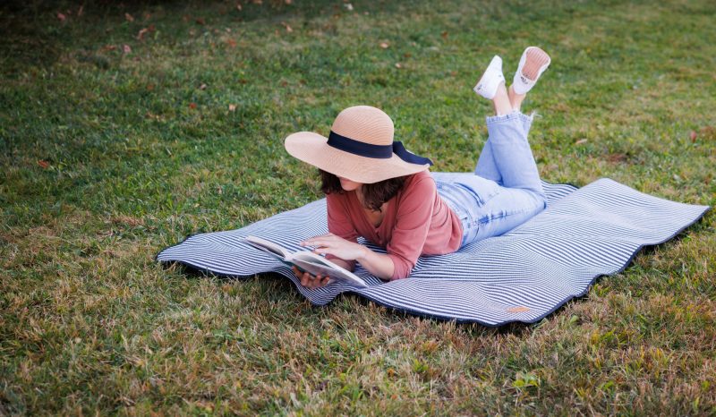 Life's a Picnic Roll-Up Blanket - Black & White Stripes - 6