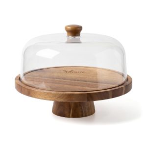 Winslow 2-In-1 Acacia Wood Serving Board With Plastic Dome