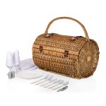 Barrel - Willow Basket w/Deluxe Picnic Service for Two - 1