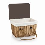 Canasta Willow Basket w/Removable Lid and Double Handles-red and white check lid - 1