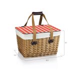 Canasta Willow Basket w/Removable Lid and Double Handles-red and white check lid - 2
