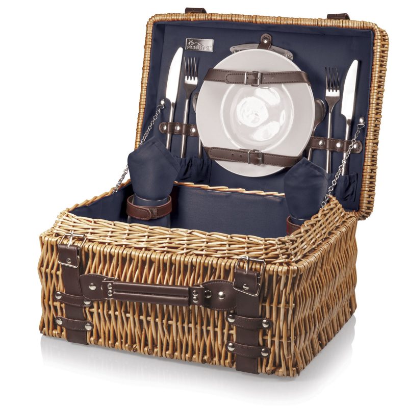 Champion Picnic Basket - Willow Basket w/Deluxe Picnic Service For 2 - 3