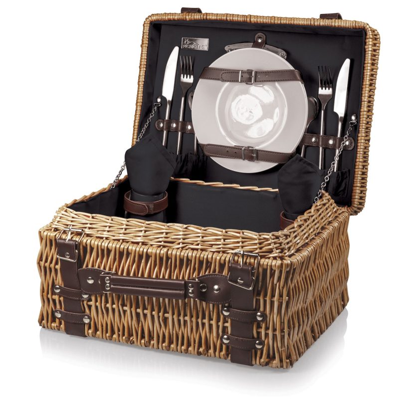 Champion Picnic Basket - Willow Basket w/Deluxe Picnic Service For 2 - 5