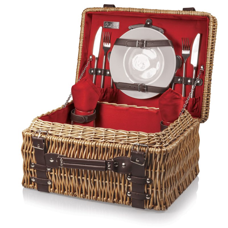 Champion Picnic Basket - Willow Basket w/Deluxe Picnic Service For 2 - 8