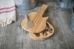 Guitar Shaped Cutting & Cheese Board w/ 3 Wine & Cheese Tools - 5