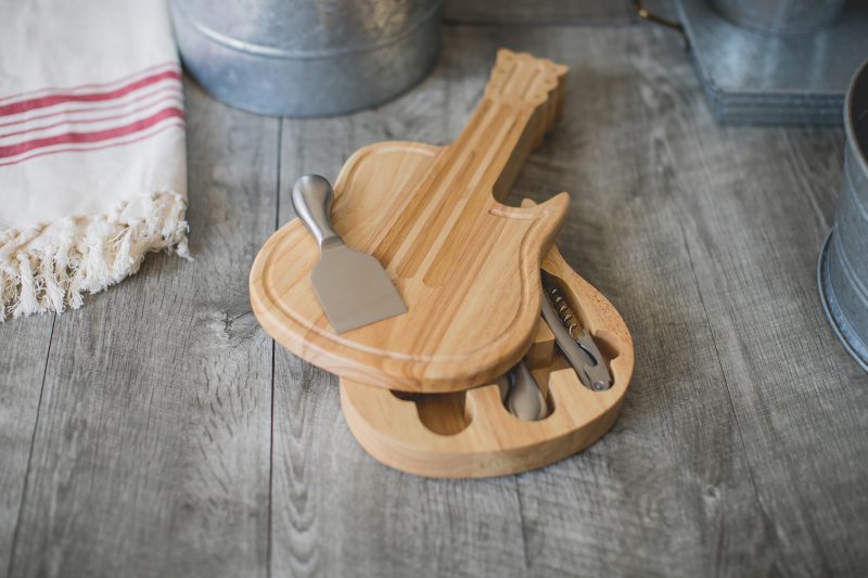 Guitar Shaped Cutting & Cheese Board w/ 3 Wine & Cheese Tools - 5