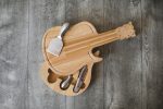 Guitar Shaped Cutting & Cheese Board w/ 3 Wine & Cheese Tools - 6