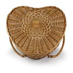 Heart Picnic Basket - Willow Basket w/Deluxe Picnic Service For 2 - 2