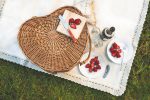 Heart Picnic Basket - Willow Basket w/Deluxe Picnic Service For 2 - 3