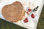 Heart Picnic Basket - Willow Basket w/Deluxe Picnic Service For 2 - 5