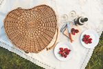 Heart Picnic Basket - Willow Basket w/Deluxe Picnic Service For 2 - 6
