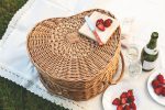 Heart Picnic Basket - Willow Basket w/Deluxe Picnic Service For 2 - 7