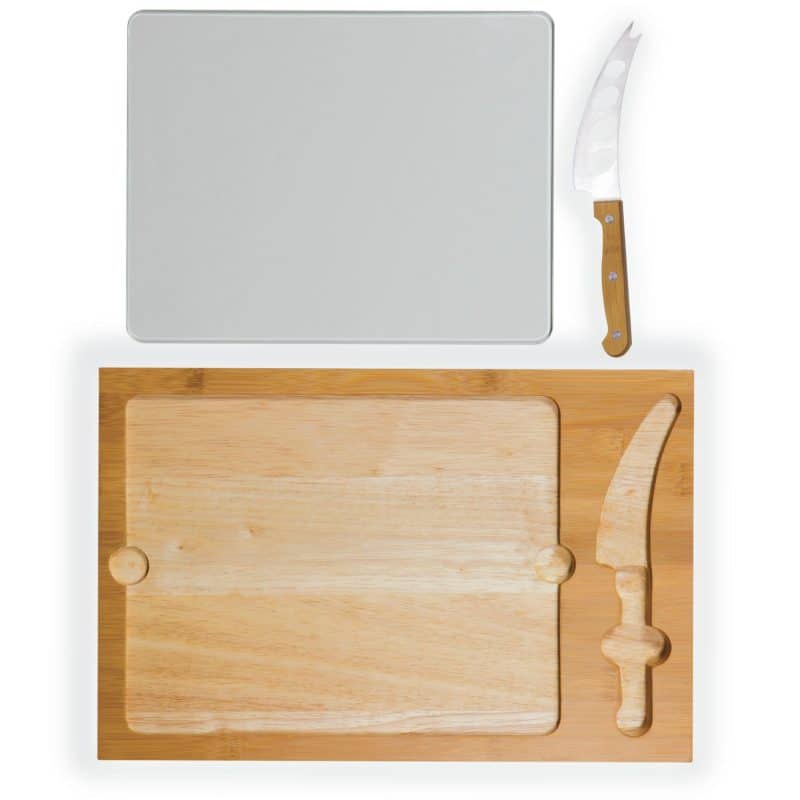 Icon Glass-Top Cutting/Cheese Board w/Removable Serving Tray - 1
