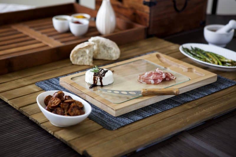 Icon Glass-Top Cutting/Cheese Board w/Removable Serving Tray - 7