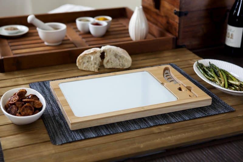 Icon Glass-Top Cutting/Cheese Board w/Removable Serving Tray - 8