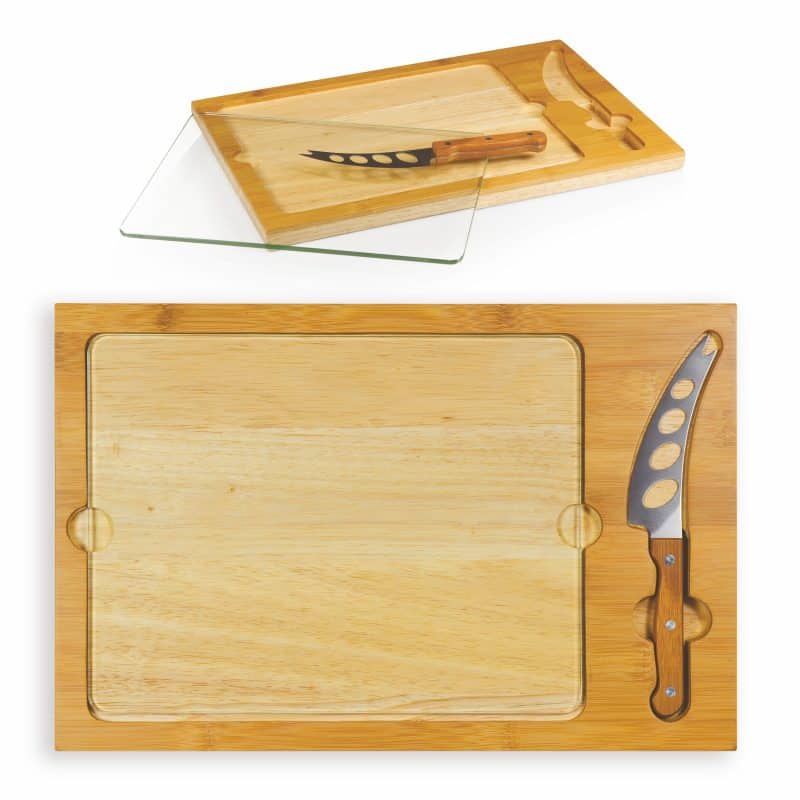 Icon Glass-Top Cutting/Cheese Board w/Removable Serving Tray - 9