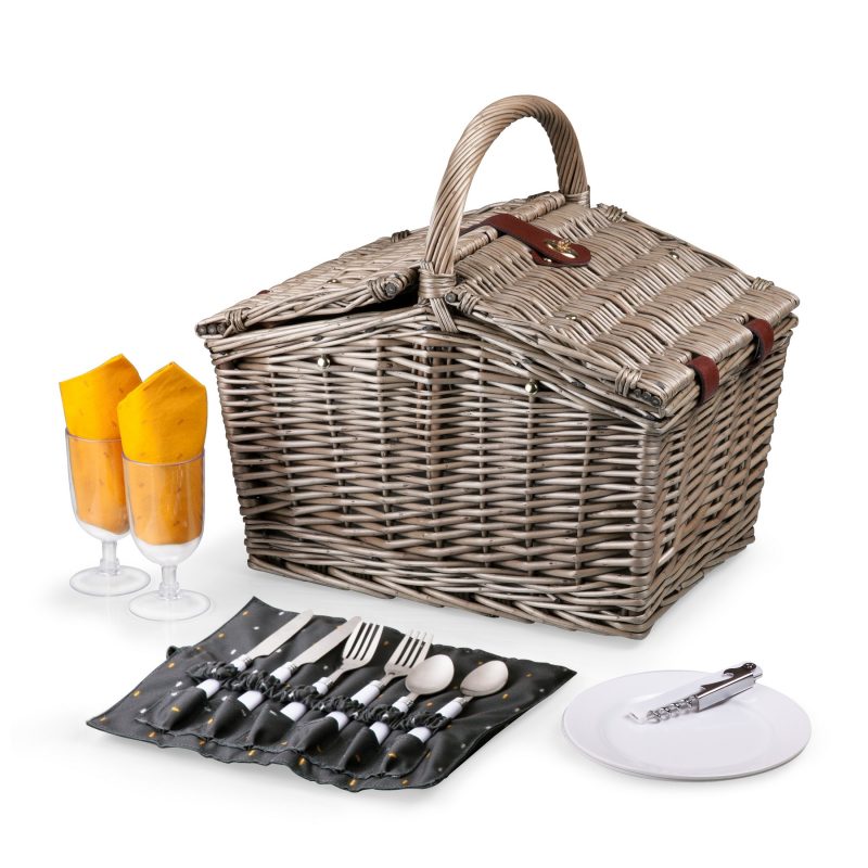 Piccadilly Double Lid Picnic Basket w/Service for Two - 3