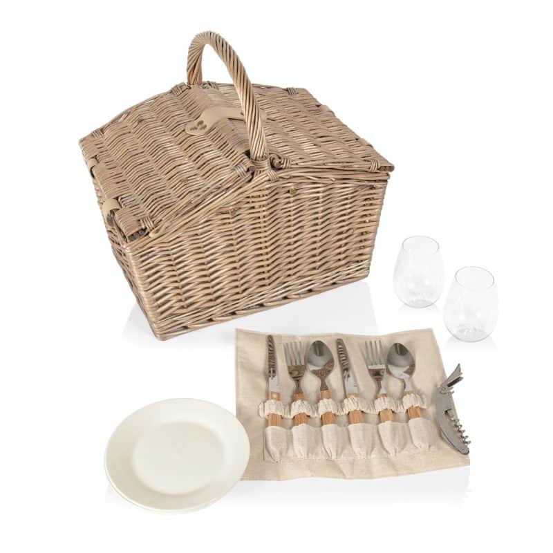 Piccadilly Double Lid Picnic Basket w/Service for Two Piccadilly Double Lid Picnic Basket w/Service - 2