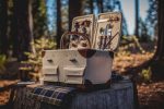 Pioneer - Double Lid Canvas Picnic Basket w/Service for 2 - 4