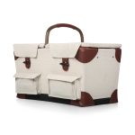 Pioneer - Double Lid Canvas Picnic Basket w/Service for 2 - 9