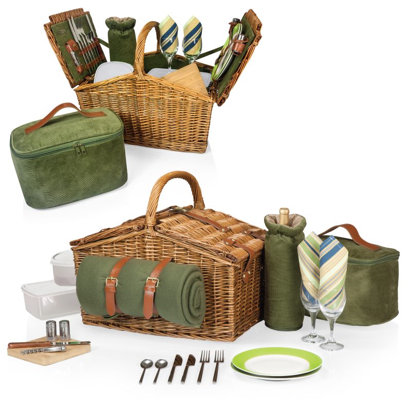 Somerset Double Lid Deluxe Picnic Basket w/Service for 2 - 7