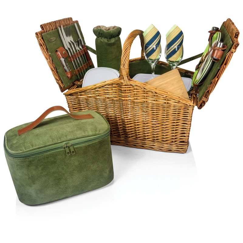 Somerset Double Lid Deluxe Picnic Basket w/Service for 2 - 8