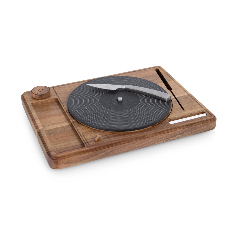 Turntable Acacia and Slate Cheese Board with Knife - 2