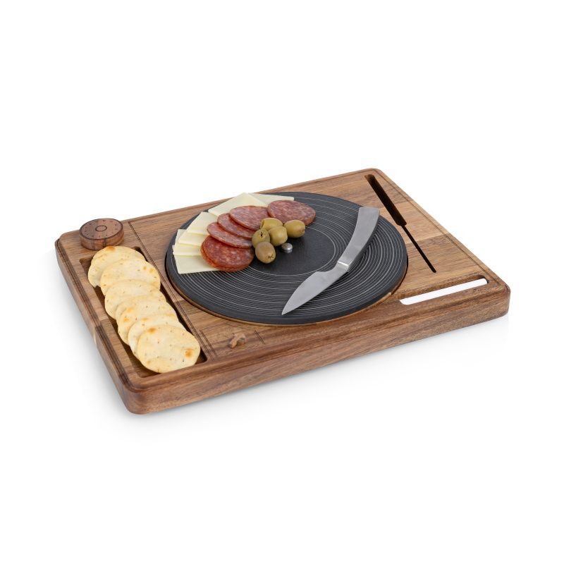 Turntable Acacia and Slate Cheese Board with Knife - 3