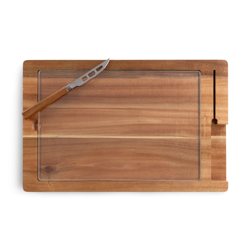 Ventana - Tempered Glass and Acacia Cheese Board and Knife Set - 1