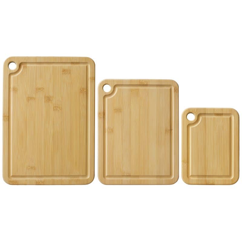 3Pc Bamboo Cutting & Serving Board Set with hanging holes - 1