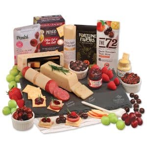 Genuine Slate Serving Plate with Shelf Stable Charcuterie Favorites