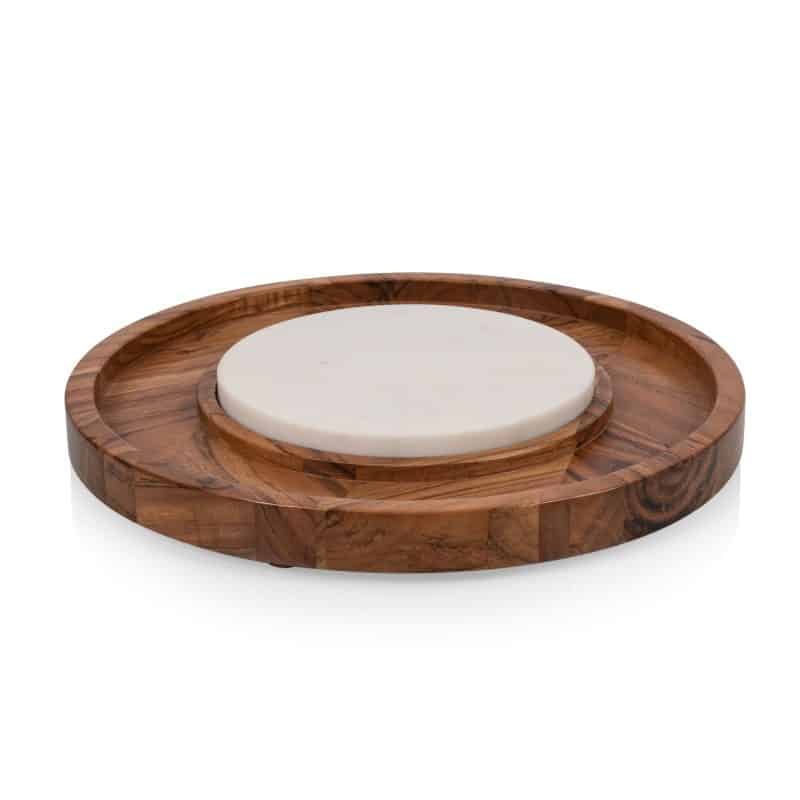 Isla Serving Platter with Marble Cheeseboard Insert - 1
