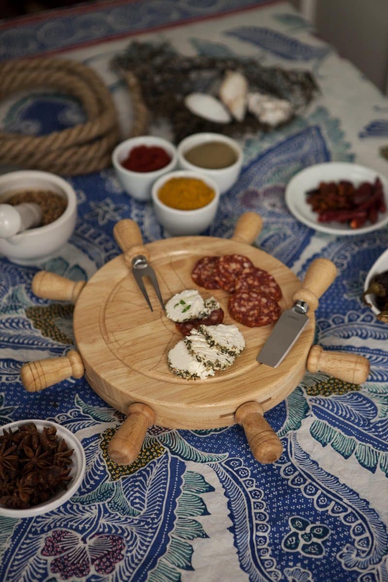 Mariner Helm-Shaped Cheese/Cutting Board w/4 Cheese Tools - 4