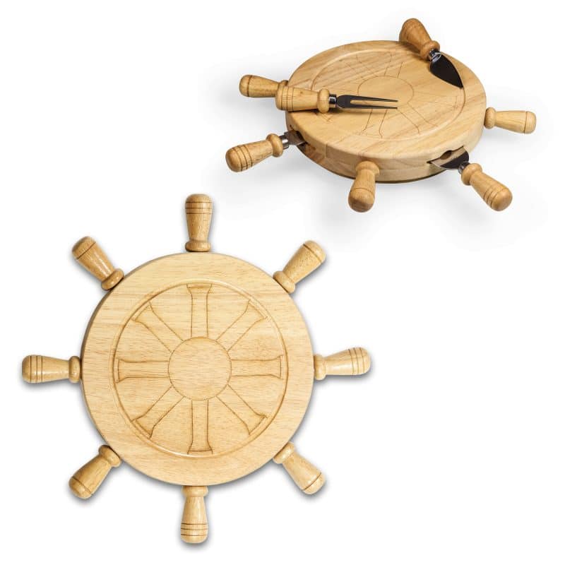 Mariner Helm-Shaped Cheese/Cutting Board w/4 Cheese Tools - 5