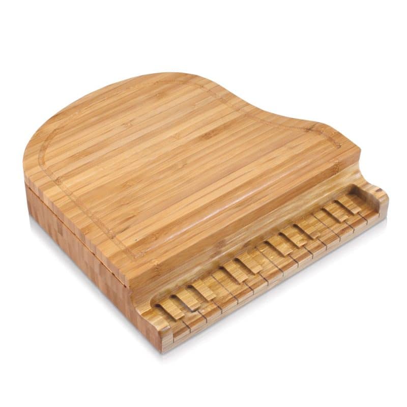Piano Shaped Cutting Board w/3 Wine & Cheese Tools - 1