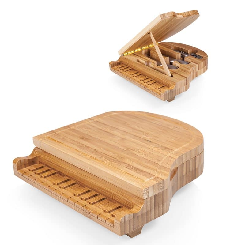 Piano Shaped Cutting Board w/3 Wine & Cheese Tools - 4