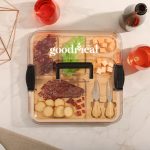 Square Bamboo Charcuterie Board w/Utensils & Lid