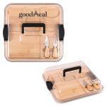 Square Bamboo Charcuterie Board w/Utensils & Lid - 2